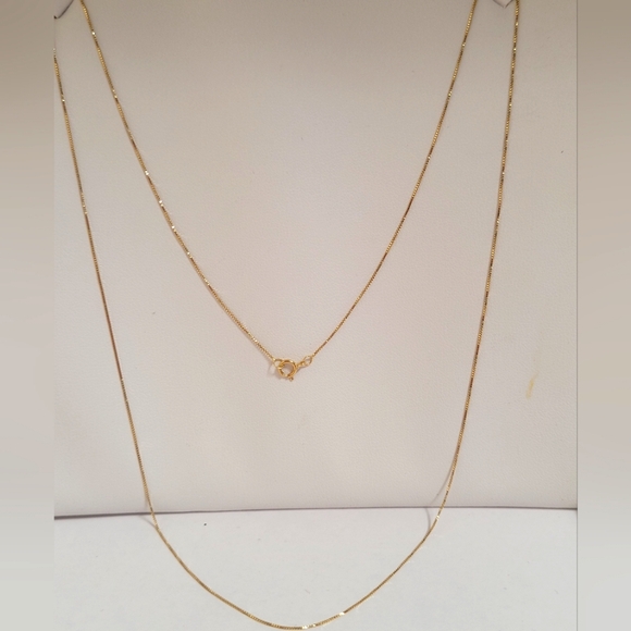14K Solid Yellow Gold Box Chain Necklace 22"L. - Picture 1 of 4